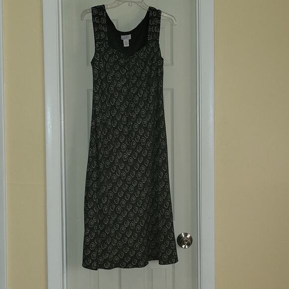 ANN TAYLOR Loft Floral Black and White Dress-- Size 10 - Picture 2 of 5